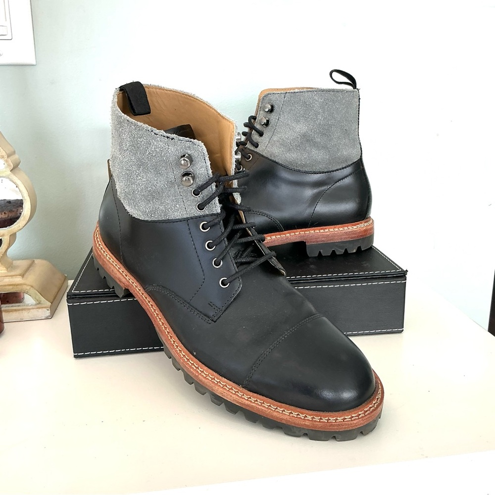 Cole Haan Judson Cap Toe Black and Gray Leather Lace Tie Men’s sz 9 - Picture 11 of 12